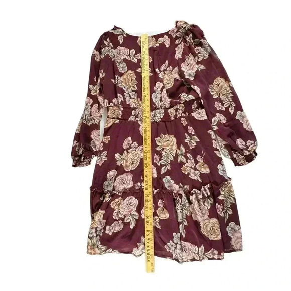 MAURICES Size Large Long Sleeve FLORAL RUFFLE A-LINE DRESS - New with Tags NWT - Picture 10 of 11